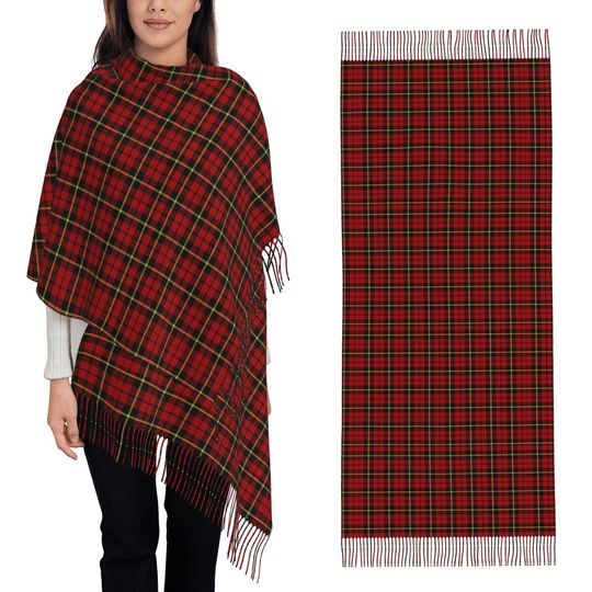 Clan Wallace Tartan Classic Red And Black Plaid Scarf Tassel Scarves Women Soft Warm Shawl and Wraps Long Fall Winter Shawl Wrap