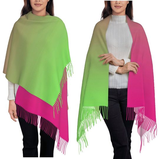 Discover Gradient Color Scarf Tassel Scarves Women Soft Warm Shawls and Wraps Long Fall Winter Shawl Wrap