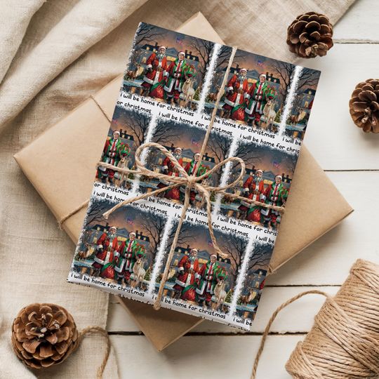 I'll Be Home For Christmas Trump Wrapping Paper, Holiday Gift Wrap Papers, Political Christmas, Patriotic Present,Make Christmas Great Again