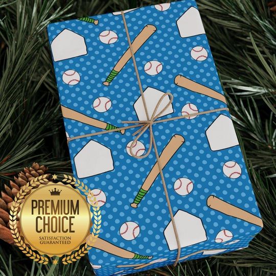 Discover Blue Baseball Wrapping Paper: Bats, Balls, Bases Gift Wrap