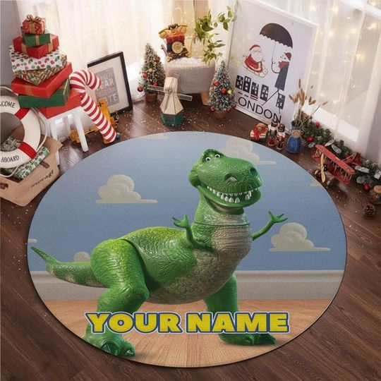 Discover Custom Disney Rex Dino Fun Round Rug, Birthday Gift, Home Decor, Kids Room Rug