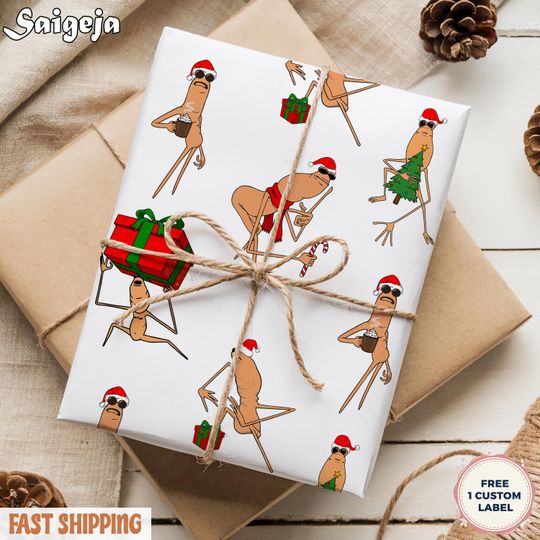 Discover Marcus The Worm Gift Wrapping Paper For Birthdays Or Christmas, Rigatoni Pasta VR Merch Present Wrapper, Viral Meme Xmas Gift Wrapping Paper