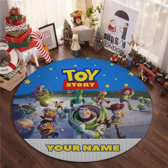 Custom Disney Toy Story Friends Adventure Round Floor Pad, Birthday Gift, Home Decor, Kids Room Rug