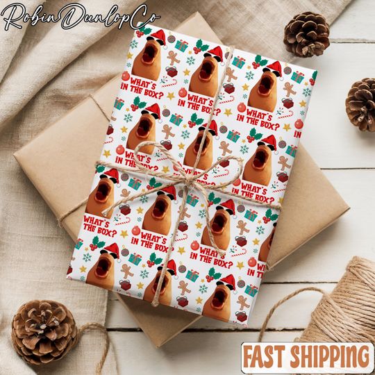 Discover Marcus The Worm What's In the Box Wrapping Paper, Christmas Marcus The Worm Wrapping Paper, Viral Meme Xmas Gift, Festive Holiday Presents