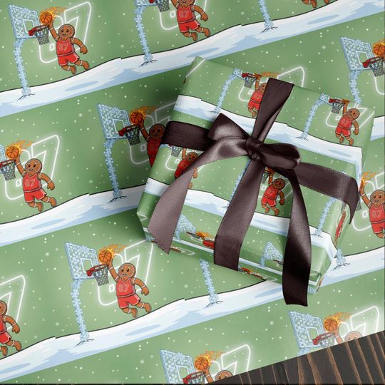 Discover Funny 67 Christmas Wrapping Paper,Santa Meme Gift Wrap for Kids, Sport Basketball Green Holiday Gift Wrap Roll,Hilarious Christmas Gift Idea