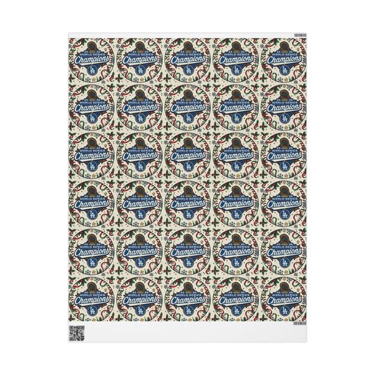 Discover Champions LA Baseball Logo Wrapping Paper | Sports Holiday Pattern