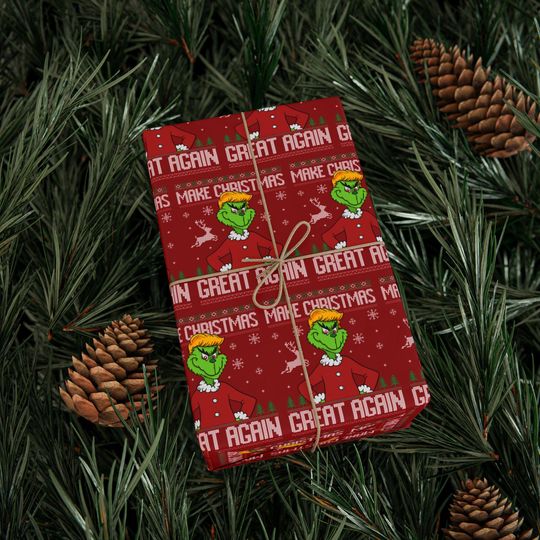 Discover I Will Be Home For Christmas Wrapping Paper,Humorous Trump Wrap, MAGA Gift Wrap Papers, Funny Christmas Trump Wrapping Paper, Holiday Gift