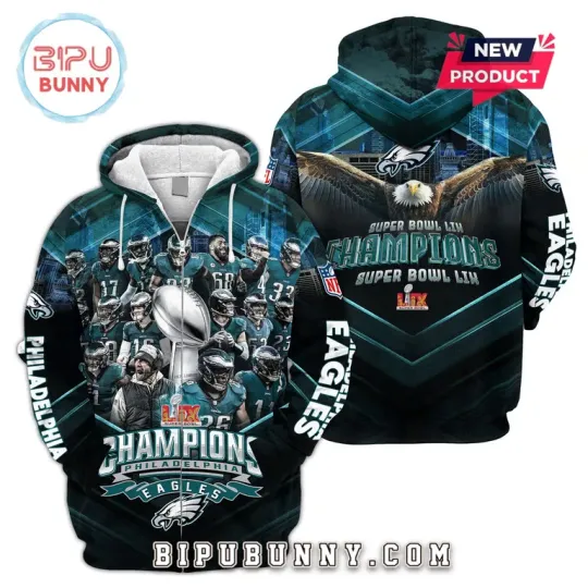 Discover Ph!l@del E@.gles 2025 Champions Super Bowl LIX Hoodie