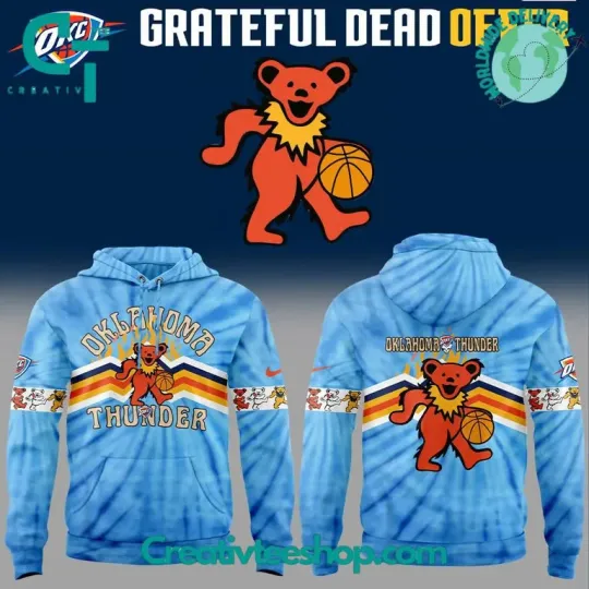 Oklahoma City Thunder x Grateful D.e.@.d Night Blue Hoodie, Gift For Fans, Christmas Gift