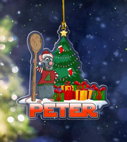 Ratatouille Christmas Santa Remy Ornament , Little Chef Christmas Light Ornament