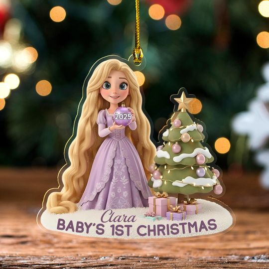 Discover Personalized Disney Rapunzel Christmas Ornament, Babys 1st Christmas 2025 Keepsake