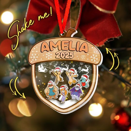 Personalized Chip and Dale Christmas Ornaments, Chip N Dale Shaker Ornament, Chip Dale Xmas