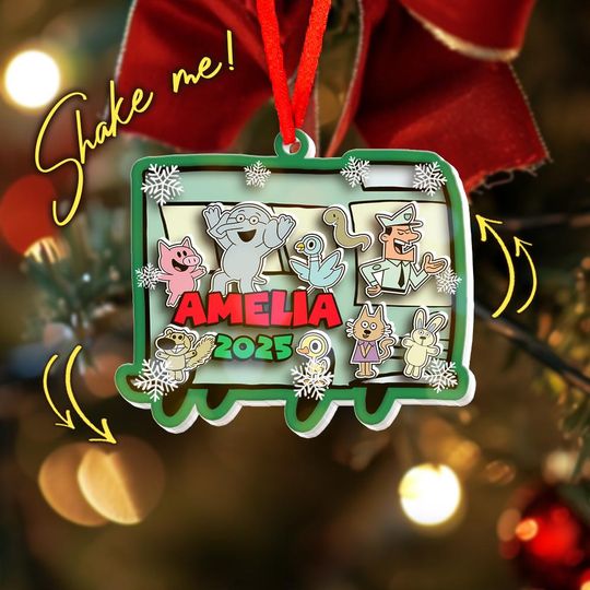 Discover Personalized Pigeon and Elephant Christmas Ornament, Book Reading Ornament, Pigeon Christmas Ornament
