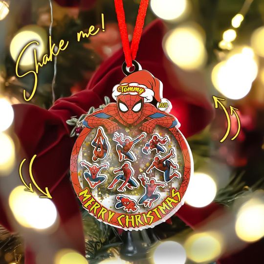 Personalized Spidey And His Amazing Friends Ornament Shaker, Spidey Christmas Shaker Ornament