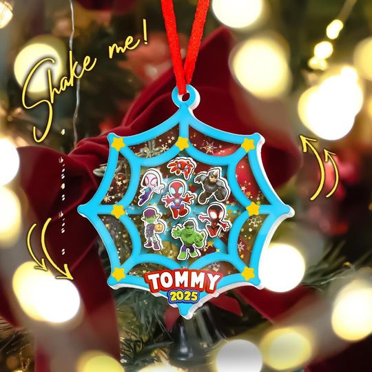 Personalized Spidey And His Amazing Friends Ornament Shaker, Spidey Christmas Shaker Ornament