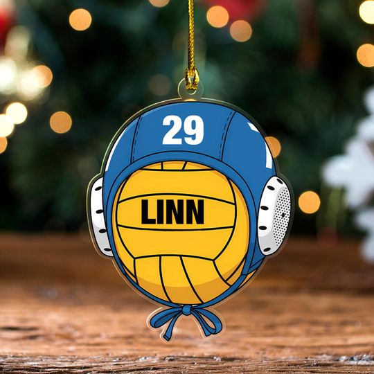 Discover Custom Name Water Polo Ball And Cap Personalized Ornament, Christmas Tree Hanging Decor