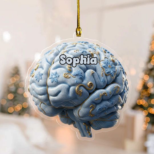 Discover Personalized Brain Christmas Ornament,Custom Name Neurologist Ornament
