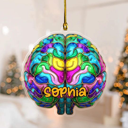 Discover Personalized Aesthetic Anatomical Brain Christmas Ornament, Anatomical Brain, Psycology Gift,perfect gift for student, science lover G5QL12