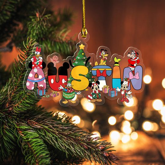 Discover Personalized Disney Name Ornament ,Custom Acrylic Christmas Tree Decoration with Mickey, Minnie & Friends, Holiday Gift Idea 2025 G5NQ17