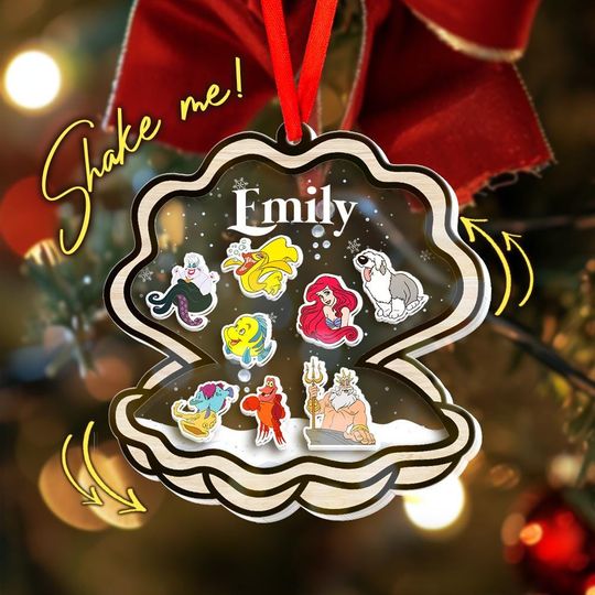 Discover Personalized Princess Ariel Christmas Ornament, Princess Mermaid Shaker Ornament, Little Mermaid Christmas Ornament, Christmas Gift NFXO13