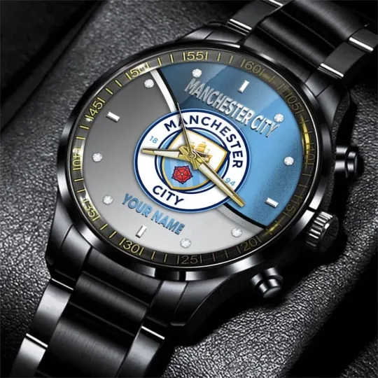 Discover Man City Black Stainless Steel Watch