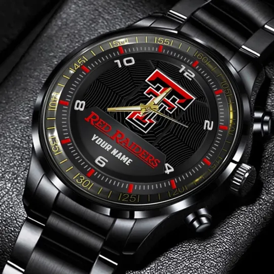 Texas Tech Red Raiders Black Stainless Steel Watch