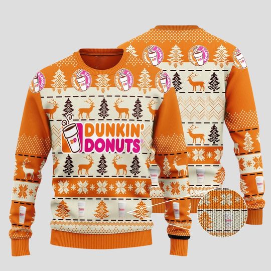 Dunkin Donuts Sweater, Coffee Addict Christmas Sweater, Just Donut Holiday Sweater, Dunkie Junkie Xmas Sweater, Donut Coffee Sweater