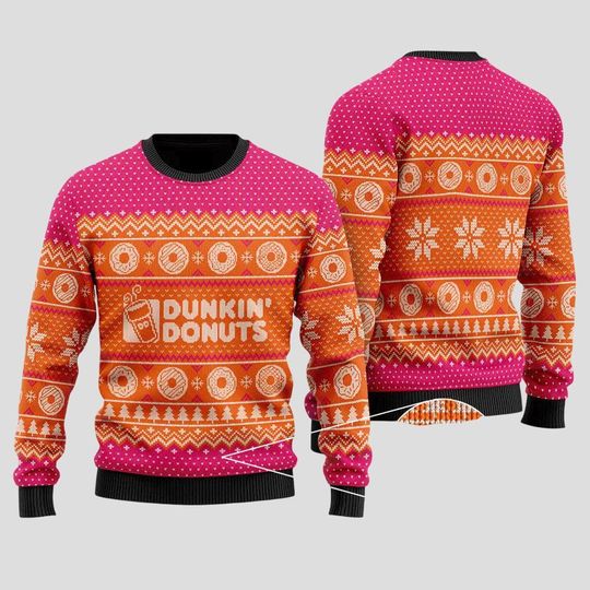 Dunkie Junkie Xmas Sweater, Dunkin Donuts Sweater, Coffee Addict Christmas Sweater, Just Donut Holiday Sweater, Donut Coffee Sweater