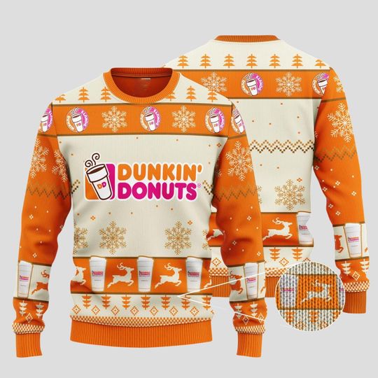 Dunkin Donuts Sweater, Coffee Addict Christmas Sweater, Just Donut Holiday Sweater, Dunkie Junkie Xmas Sweater, Donut Coffee Sweater
