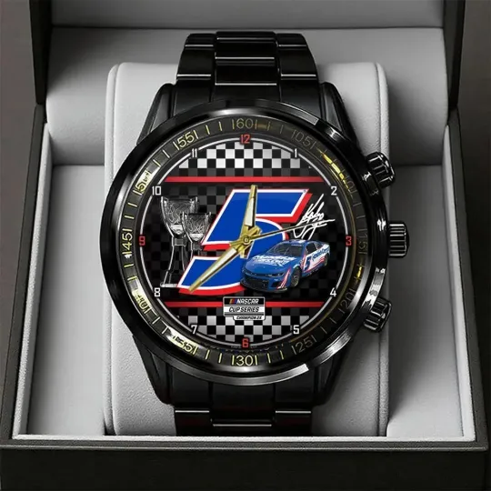 Kyle Larson 2025 NASCAR Cup Series Champion Black Stainless Steel Watch