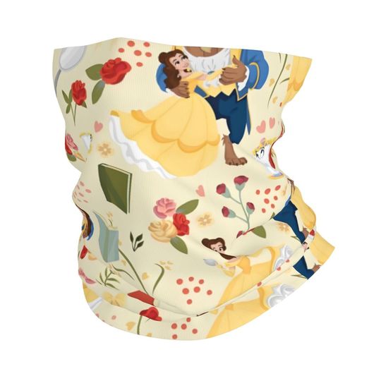 Cartoon Beauty And The Beast Face Mask Scarf