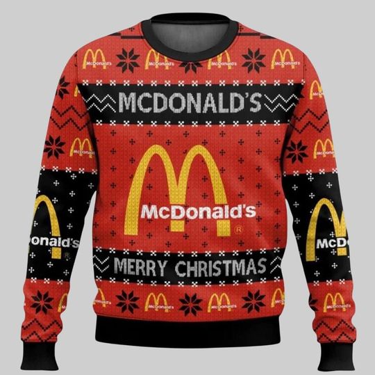 Discover McDonald's Christmas Ugly Sweater, McDonalds Xmas Sweater Men, Food Xmas Sweater, Christmas Gift, Mc Donald Ugly Christmas Sweater