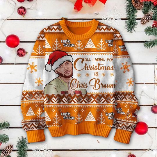 Chris Brown Ugly Sweater, Chris Brown Christmas Sweater, Breezy Bowl Ugly Sweater, Christmas Gifts, Music Tour Gift