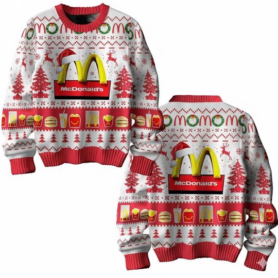 Discover Mc Donald Ugly Christmas Sweater, McDonald's Ugly Sweater, McDonald's Sweater, McDonalds Sweater Men, Food Xmas Sweater, Christmas Gift
