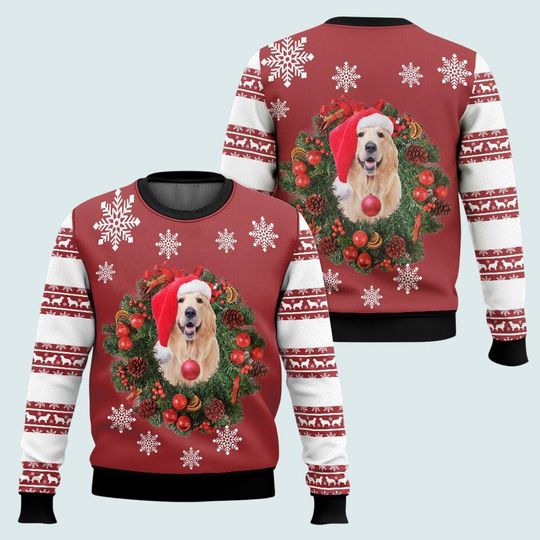 Golden Retriever Ugly Christmas Sweater, Dog Lover Holiday Sweater, Santa Retriever Xmas Sweater, Pet Lover Winter Outfit, Gift For Him Her