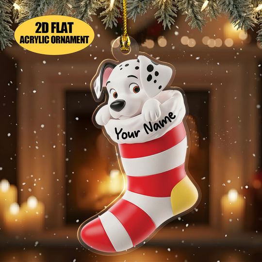 Discover Custom Dalmatians 2D Flat Acrylic ornament, 101 Dalmatians Dogs Ornament, Personalized Boys Name Hanging Decorations