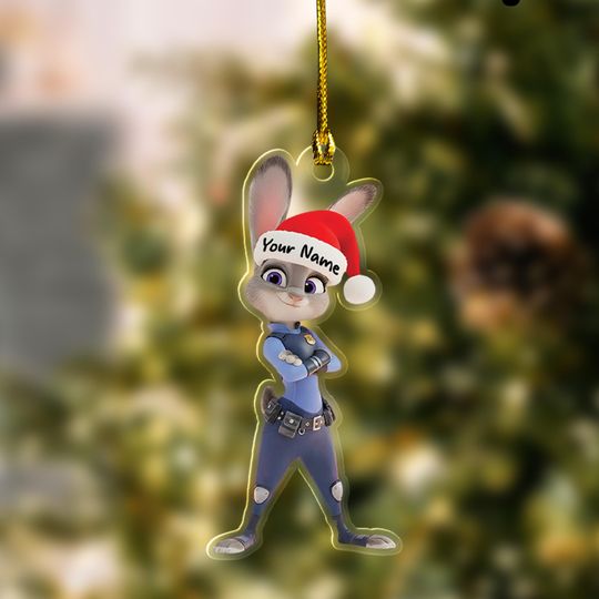 Discover Personalized Judy Hopps Christmas Ornament, 2D Acrylic Flat, Christmas 2025 Ornament, Disney Christmas Gift, Zootopia Xmas Ornament Gift