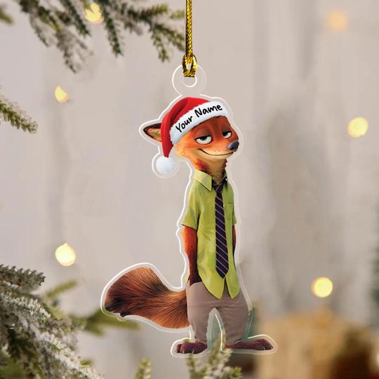 Discover Personalized Nick Wilde Christmas Ornament, 2D Acrylic Flat, Christmas 2025 Ornament, Disney Christmas Gift, Zootopia Xmas Ornament Gift