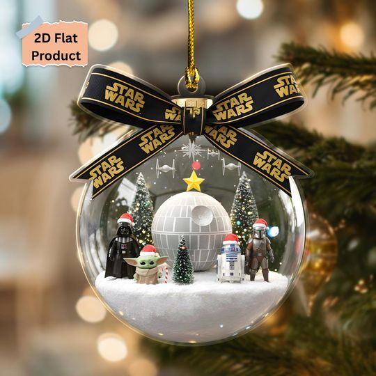 Star Wars Christmas 2D Flat Ornament Acrylic , Death Star Mandalorian Xmas Decor, Star Wars Xmas Ornament with Characters