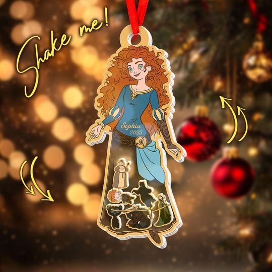 Discover Personalized Merida Shaker Ornament, Brave Princess Ornament, 2025 Christmas Ornament, Christmas Ornament