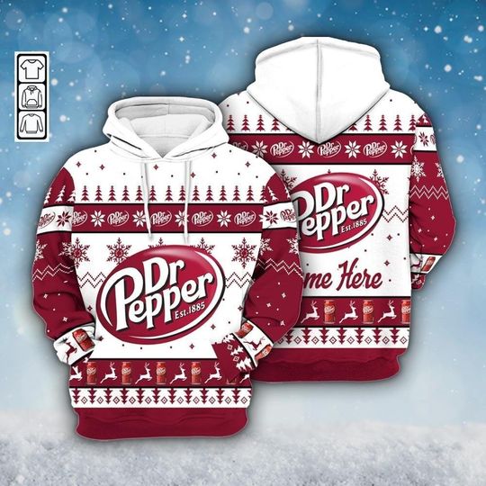 Custom Name Dr Pepper Drink 3D Hoodies, Funny Christmas Hoodie, Drink Gifts Shirt, Dr Pepper Merry Xmas Gift