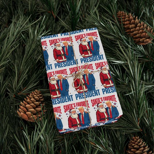 Discover Santa's Favorite President Christmas Trump Wrapping Paper, Funny Holiday Gift Wrap Papers, Political Christmas Gift Wrap,Christmas Patriotic