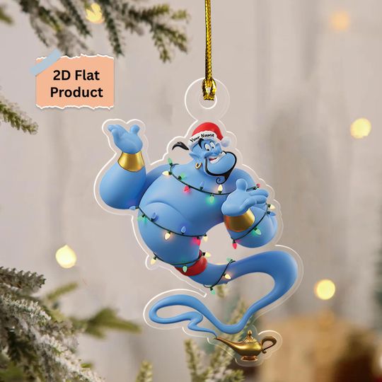 Discover Personalized Genie Aladdin Christmas Ornament, Disney Genie Xmas Ornament Hanging, Customized Genie 2025 Christmas Tree Decor Gift