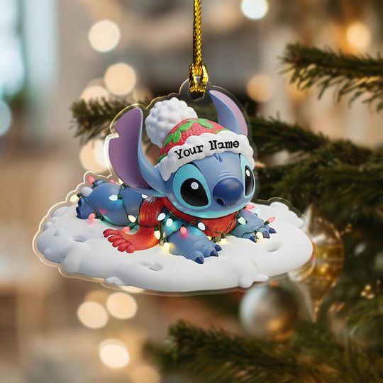 Discover Personalized Stitch Christmas Ornament, Disney Xmas Ornament Hanging, Customized 2025 Tree Decor Gift