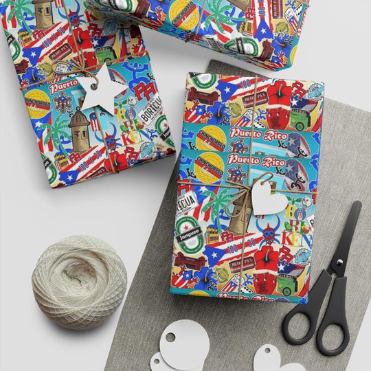 Discover Puerto Rico Wrapping Paper Cultural Gift Wrap | Boricua Heritage Design | Holiday & Celebration Gift Packaging