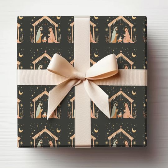 Discover Nativity Wrapping Paper Roll, Christian Christmas Wrapping Paper, Religious Christmas Gift Wrapping Roll
