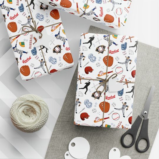 Discover Baseball Wrapping Paper, Gift Wrap for Baseball Player, Boy's Gift Wrap, Kids Birthday Party Decor, Baseball Coach Gift, Sport Gift Wrap