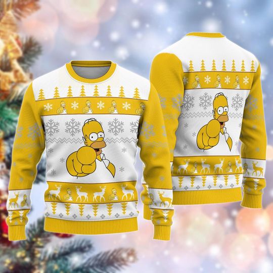 Discover The Simpson Family Ugly Christmas Sweater, Homer Simpson Christmas Sweater, TV Series Holiday Sweater For Women Men Kid, Xmas Sweater
