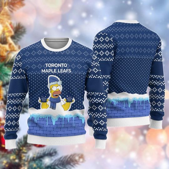 Discover The Simpson Family Ugly Christmas Sweater, Homer Simpson Christmas Sweater, Toronto Maple Leafs Shirt, Xmas Sweater, Holiday Sweater