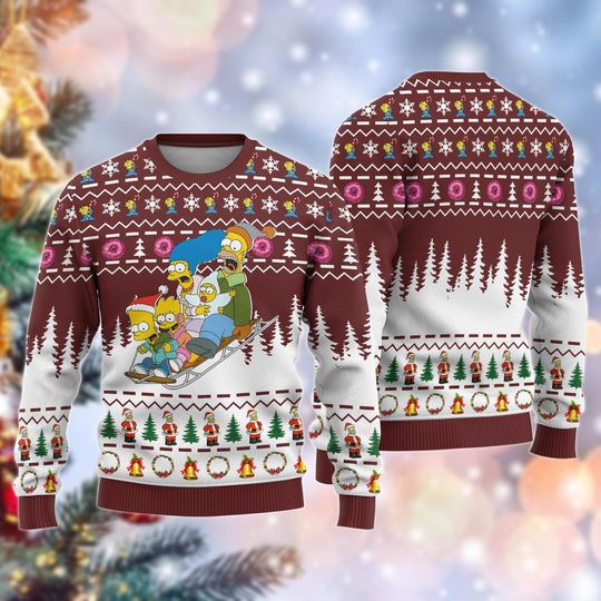 Discover The Simpson Family Ugly Christmas Sweater, The Simpson Sweater, Cartoon Christmas Shirt, Holiday Sweater, Sweater Family, Xmas Gifts
